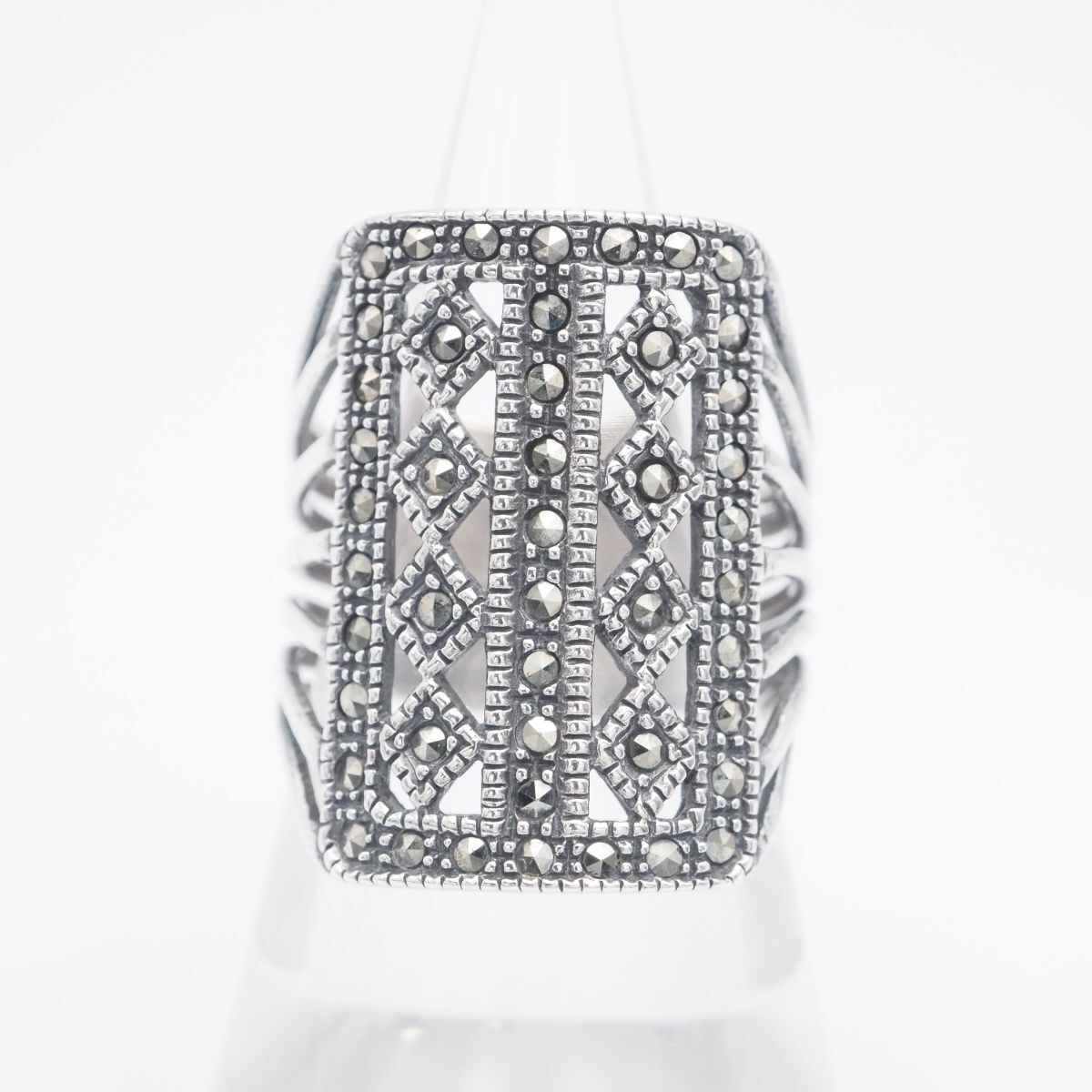 J103 マーカサイト マルカジット 925刻印 リング 大ぶり 透かし彫り