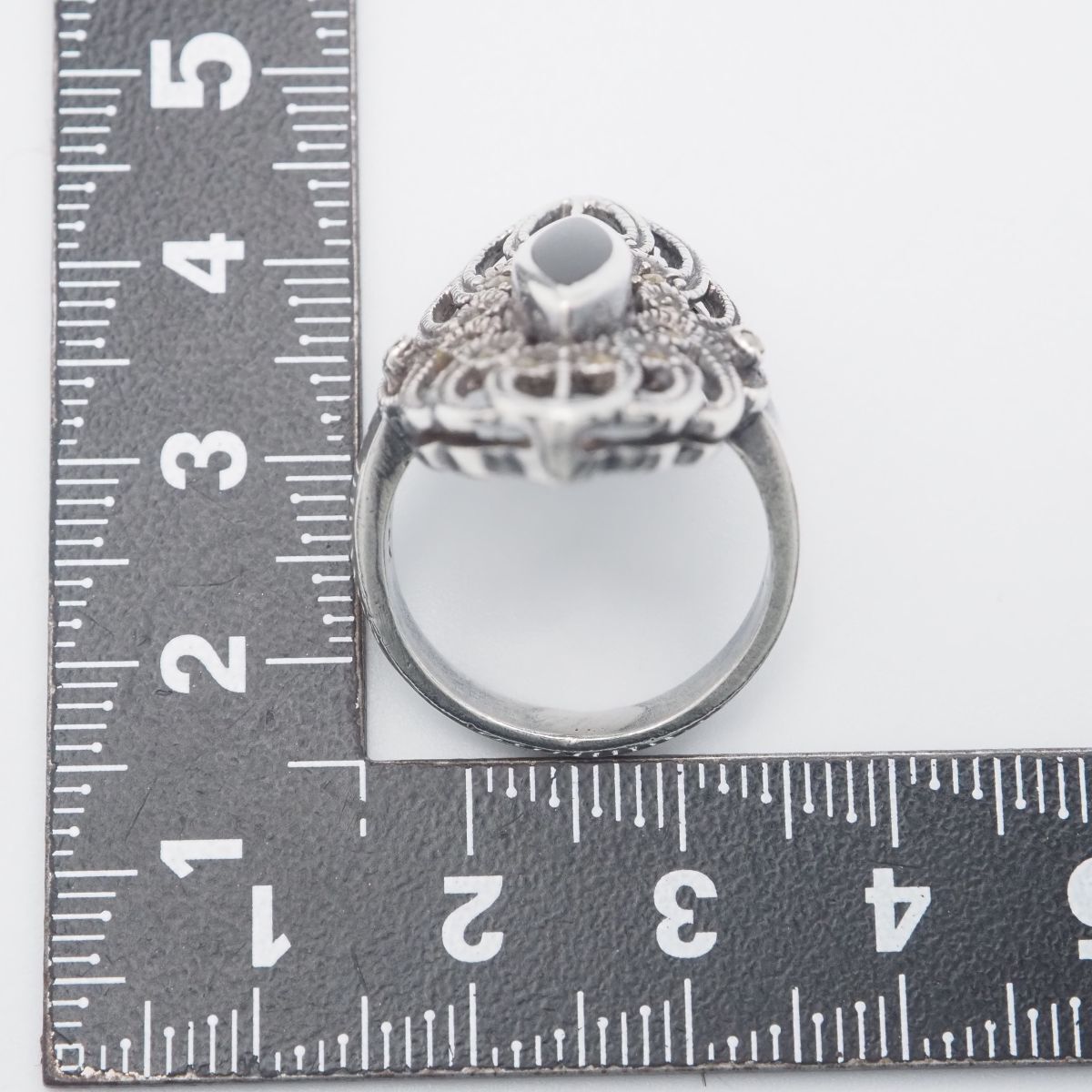 J104 オニキス風 マーカサイト マルカジット 925刻印 リング 大ぶり