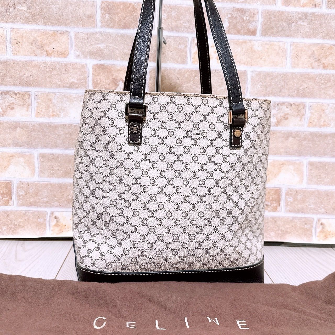 美品) CELINE(セリーヌ)トートバッグ PVC マカダム柄 - メルカリ