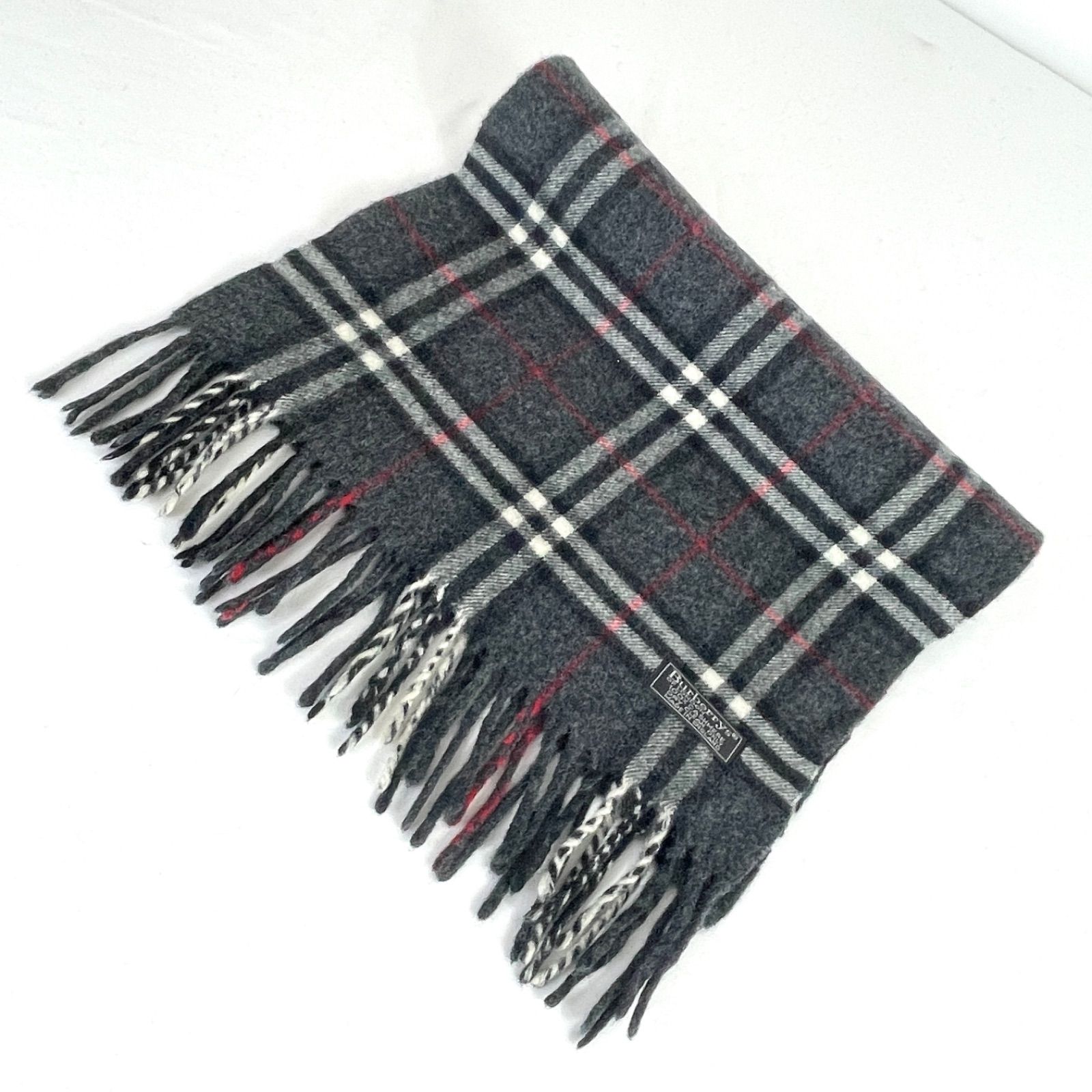 t2055 バーバリー マフラー チェック カシミア100% イングランド製