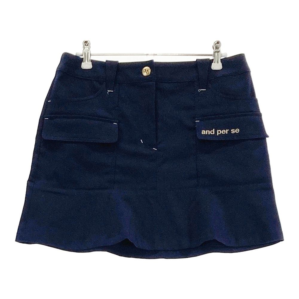 サイズ：M AND PER SE アンパスィ スカート ワッペン ネイビー系