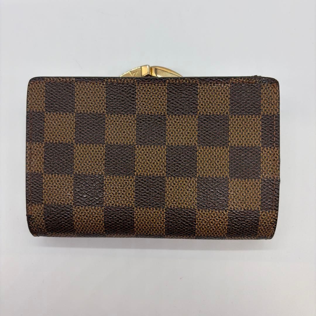 ほぼ新品　ルイヴィトン 新型 ヴィエノワ ダミエ がま口 ゴールド金具 ブラウン ほぼ新品 ルイヴィトン 新型 ヴィエノワ ダミエ がま口 ゴールド金具