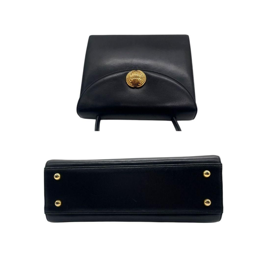 美品✨GIVENCHY バニティバッグ ゴールド金具 レザー ブラック GIVENCHY GOLD BUTTON DESIGN LEATHER BANITY BAG/オールドジバンシィ