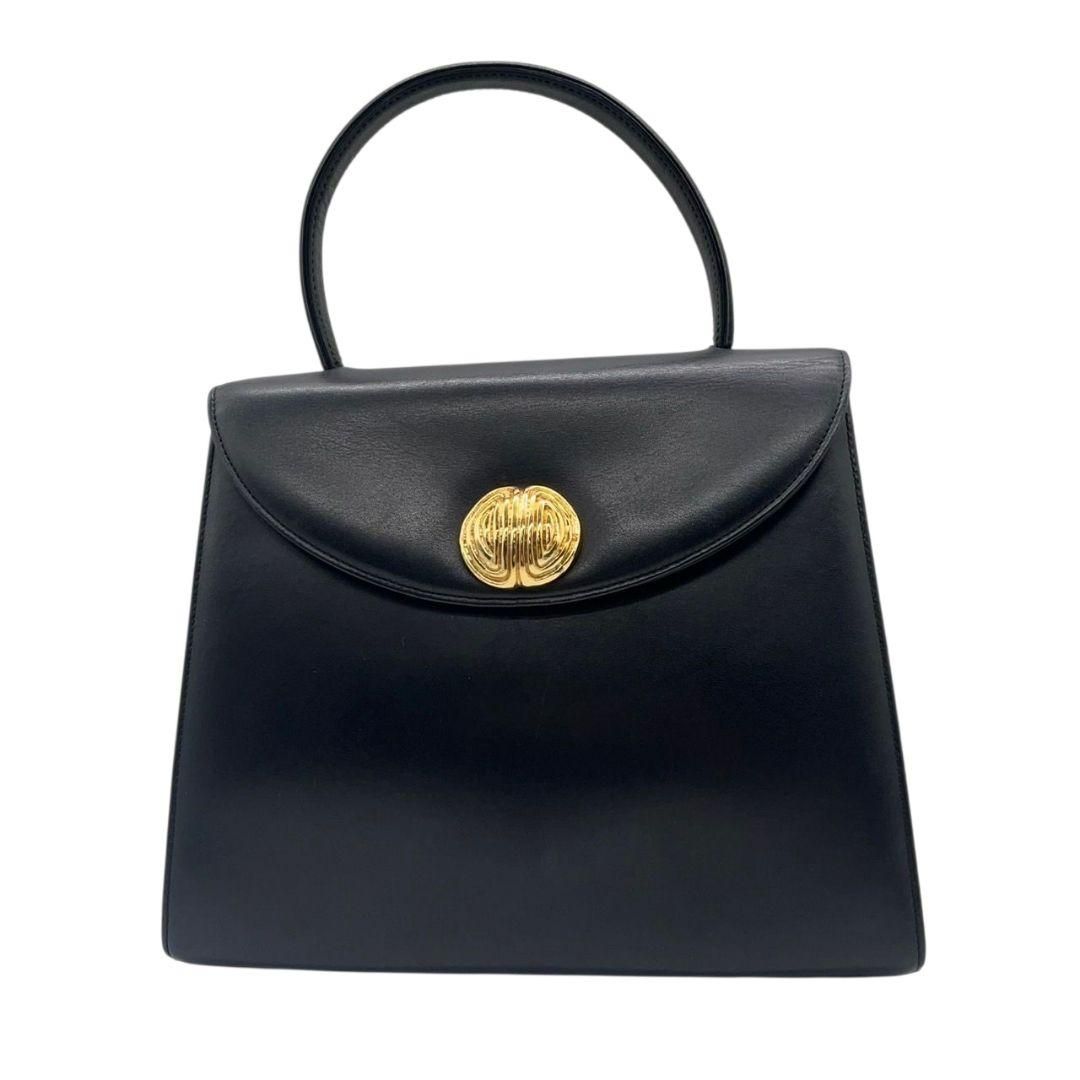 美品✨GIVENCHY バニティバッグ ゴールド金具 レザー ブラック GIVENCHY GOLD BUTTON DESIGN LEATHER BANITY BAG/オールドジバンシィ