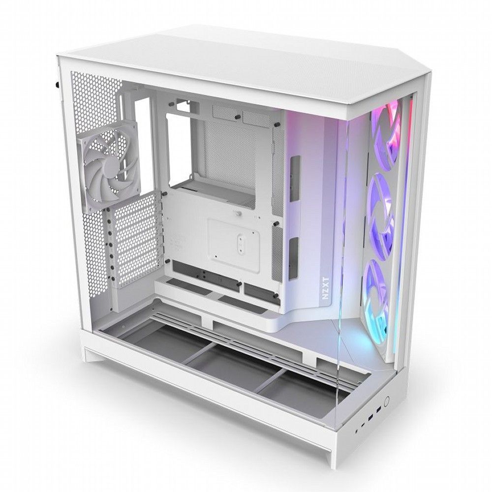 RGBファン付きホワイトデスクトップPC NZXT H9 Flow RGB (2025) デュアルチャンバー RGBファン搭載 ミドル