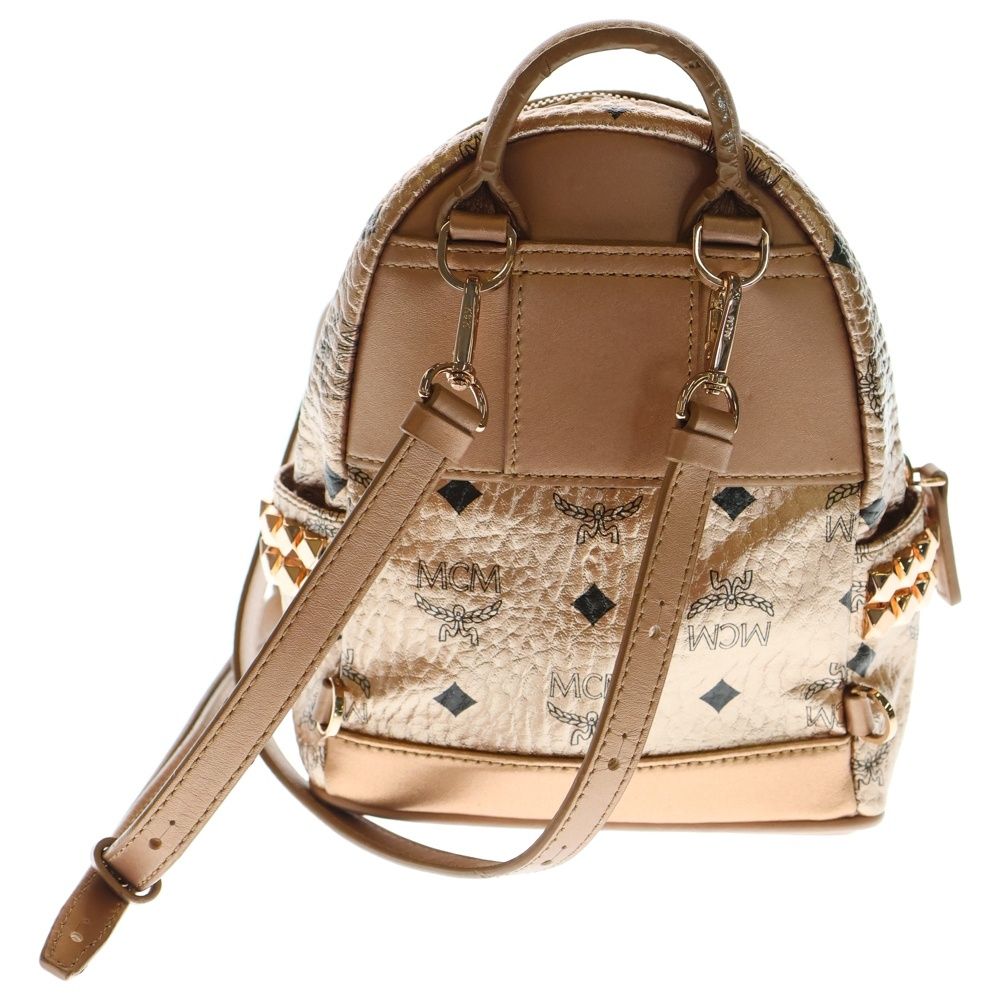 【レア】MCM ローズゴールド リュック・バックパック エムシーエムスタッズ バックパック ピンク ゴールド金具 レディース