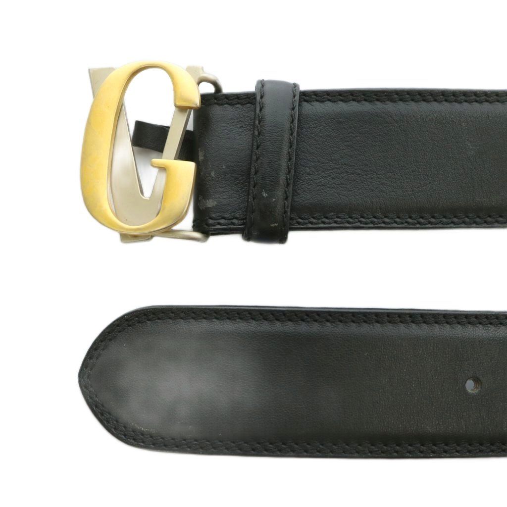 VERSACE ヴェルサーチ ゴールド×シルバー金具 レザーベルト ブラック VERSACE ヴェルサーチ ゴールド×シルバー金具 レザーベルト ブラック