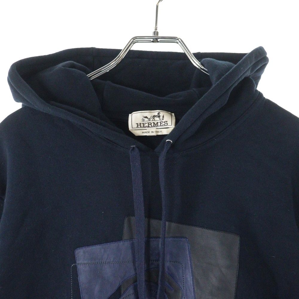 HERMES (エルメス) レザーパッチ ステッチデザイン プルオーバー