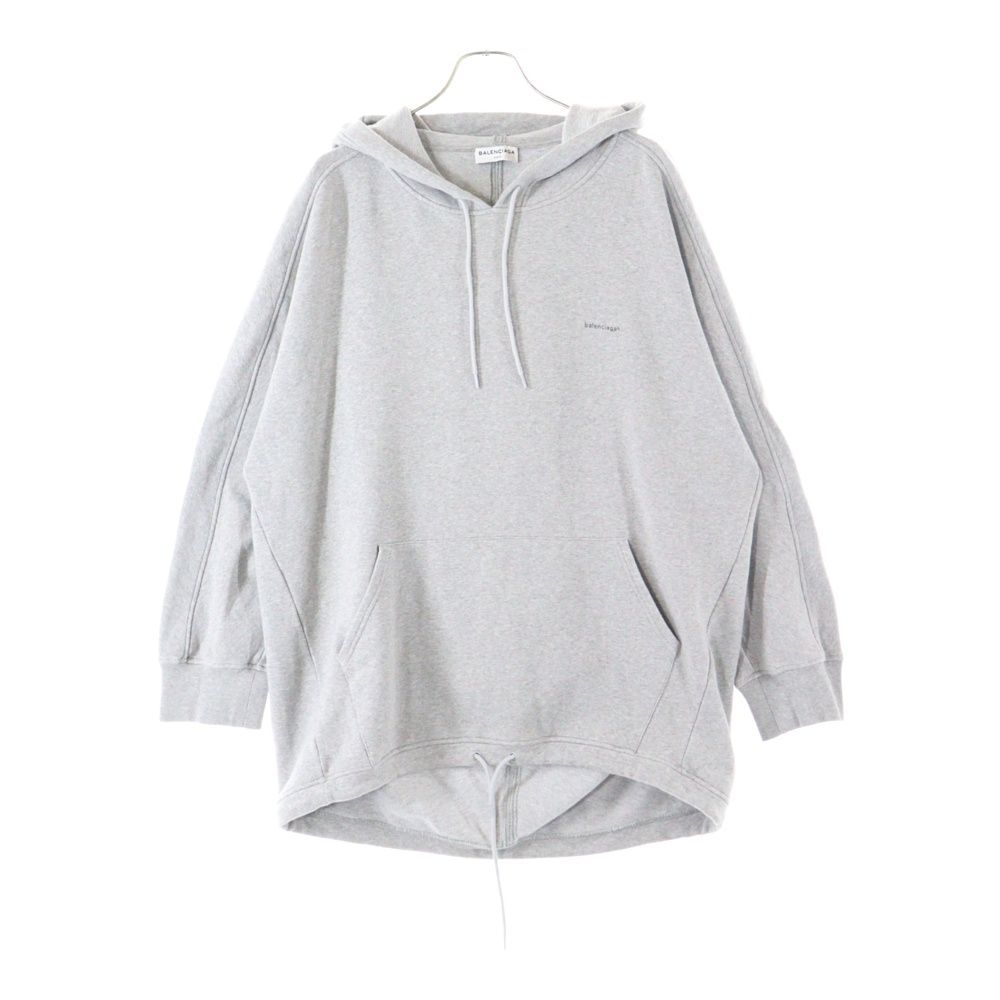balenciaga グレー フード付きパーカー BALENCIAGA (バレンシアガ) Logo Hoodie ロゴプリント プルオーバー