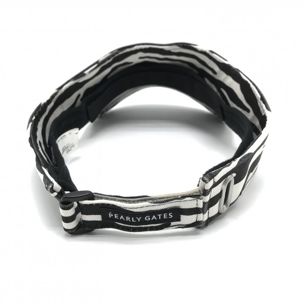 パーリーゲイツ サンバイザー 白×黒 ゼブラ柄 汗取パット付き FR