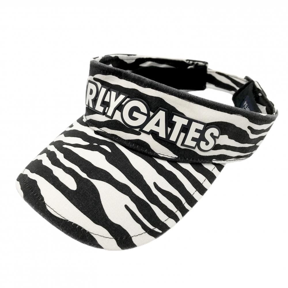 パーリーゲイツ サンバイザー 白×黒 ゼブラ柄 汗取パット付き FR