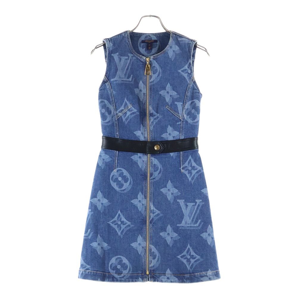 ルイヴィトン　デニム　ワンピース モノグラム 総柄 36 インディゴブルー LOUIS VUITTON ルイヴィトン ワンピース レディース36 ブルー デニム