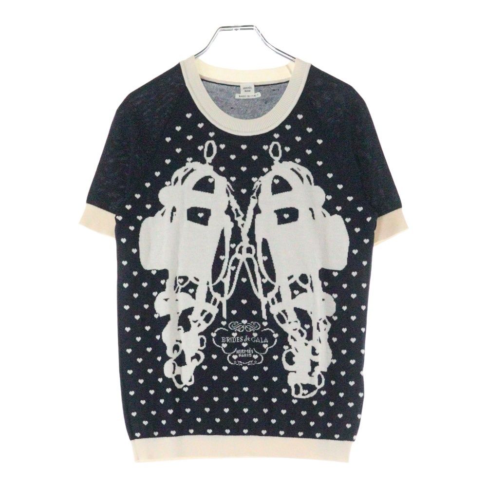 エルメス　ブリッド・ドゥ・ガラ　半袖ニット HERMES (エルメス) BRIDES de GALA ブリッドドゥガラ カシミヤ 半袖