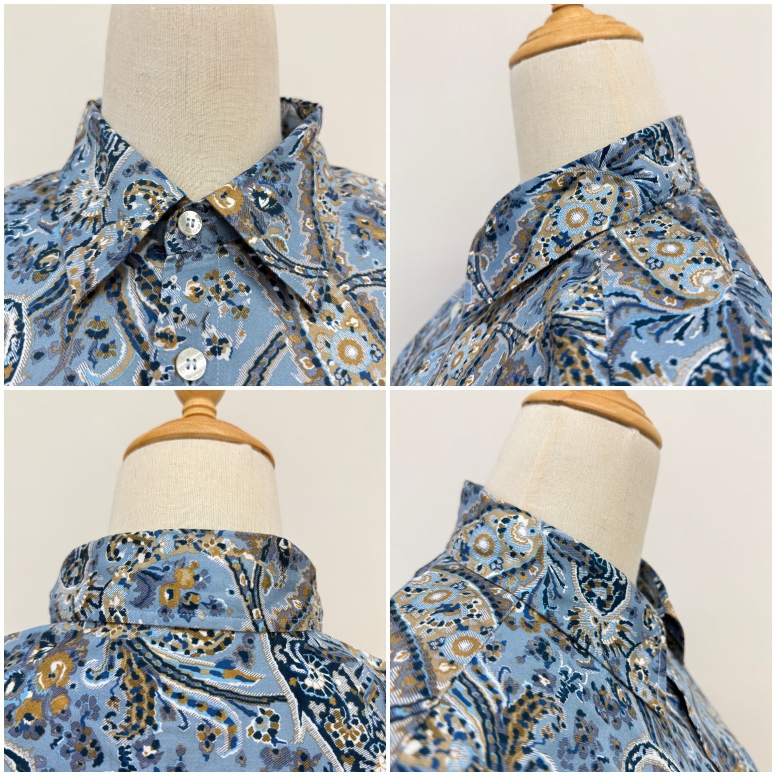 鑑定済み 】エトロ コットンシャツ XLサイズ ブルー 水色 ペイズリー柄