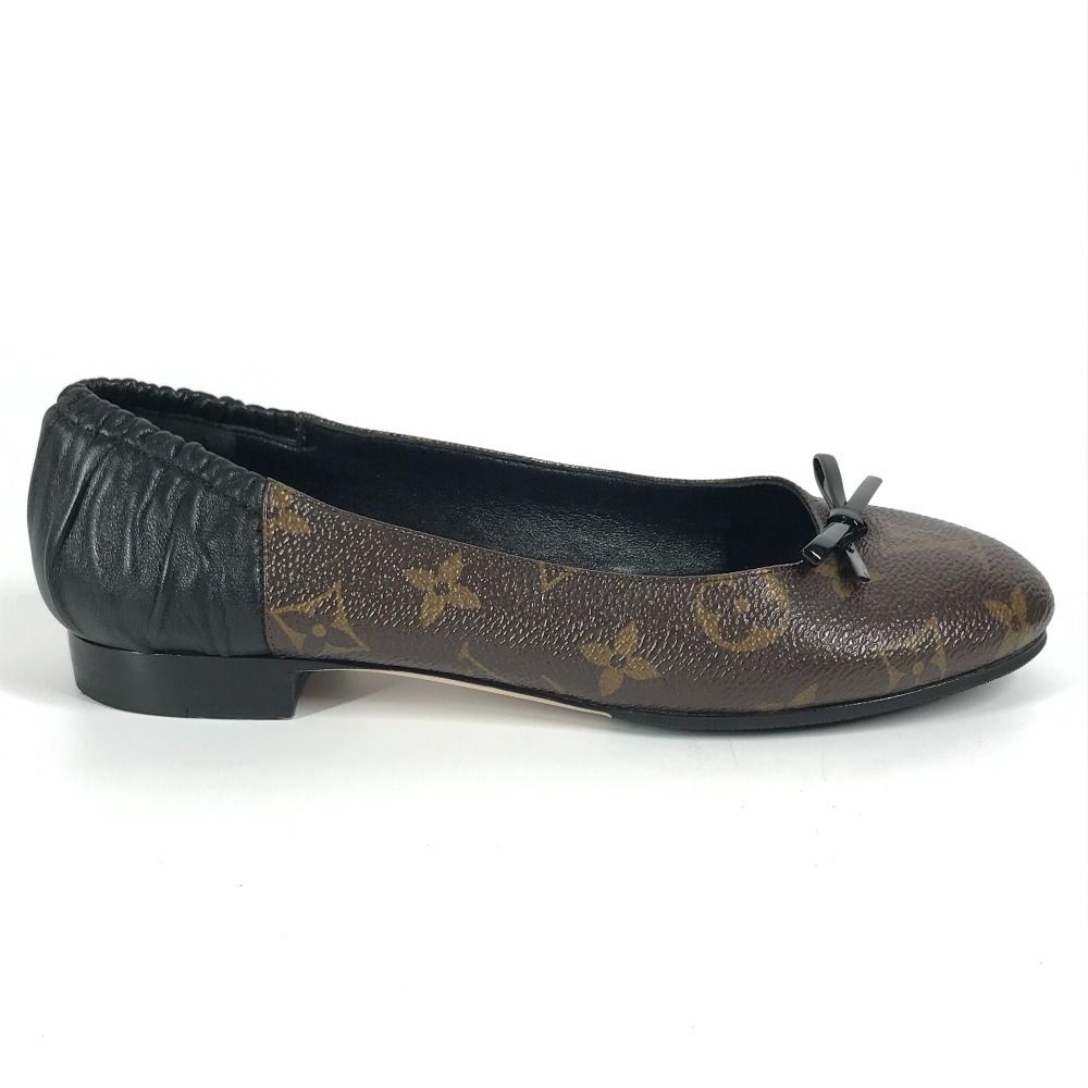 【美品】ルイヴィトン　フラットシューズ　モノグラム　ゴールド金具  34 1/2 美品】ルイヴィトン フラットシューズ モノグラム ゴールド金具 34 1/2