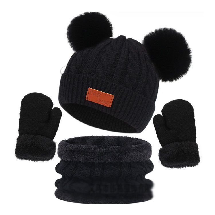 ニット帽子 マフラー 手袋 セット ブラック ニット帽 セット 暖かい