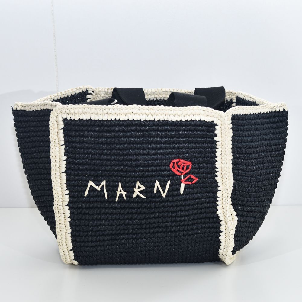 マルニ トートバッグ ショルダーバッグ レディース 2way ロゴ ラフィア