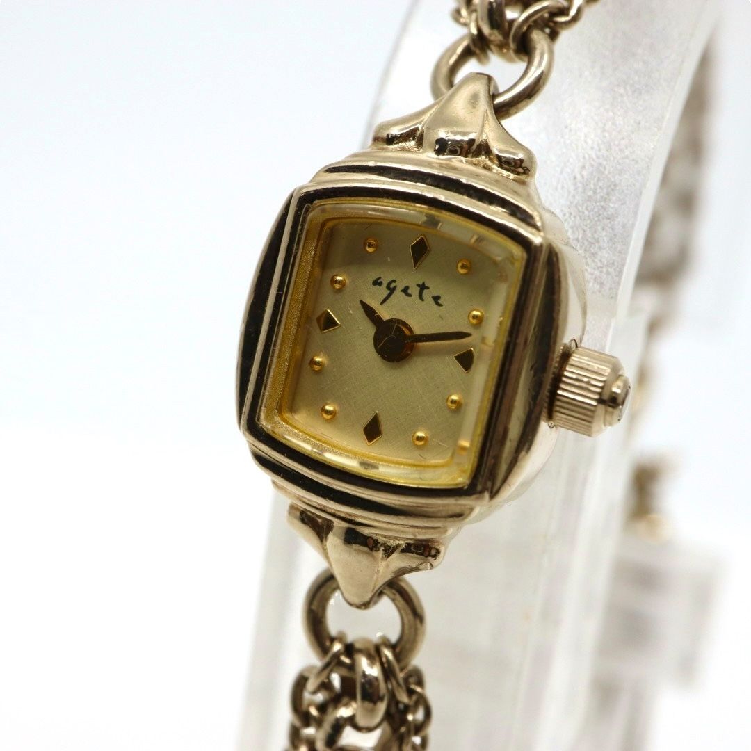美品/稼働品】アガット agete 腕時計 1306 ダイヤモンド レディース