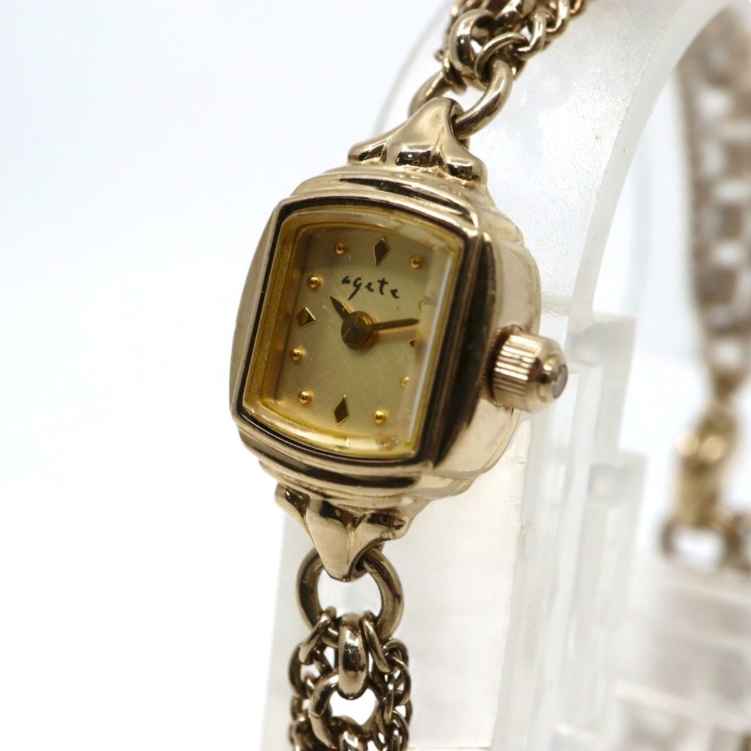美品/稼働品】アガット agete 腕時計 1306 ダイヤモンド レディース