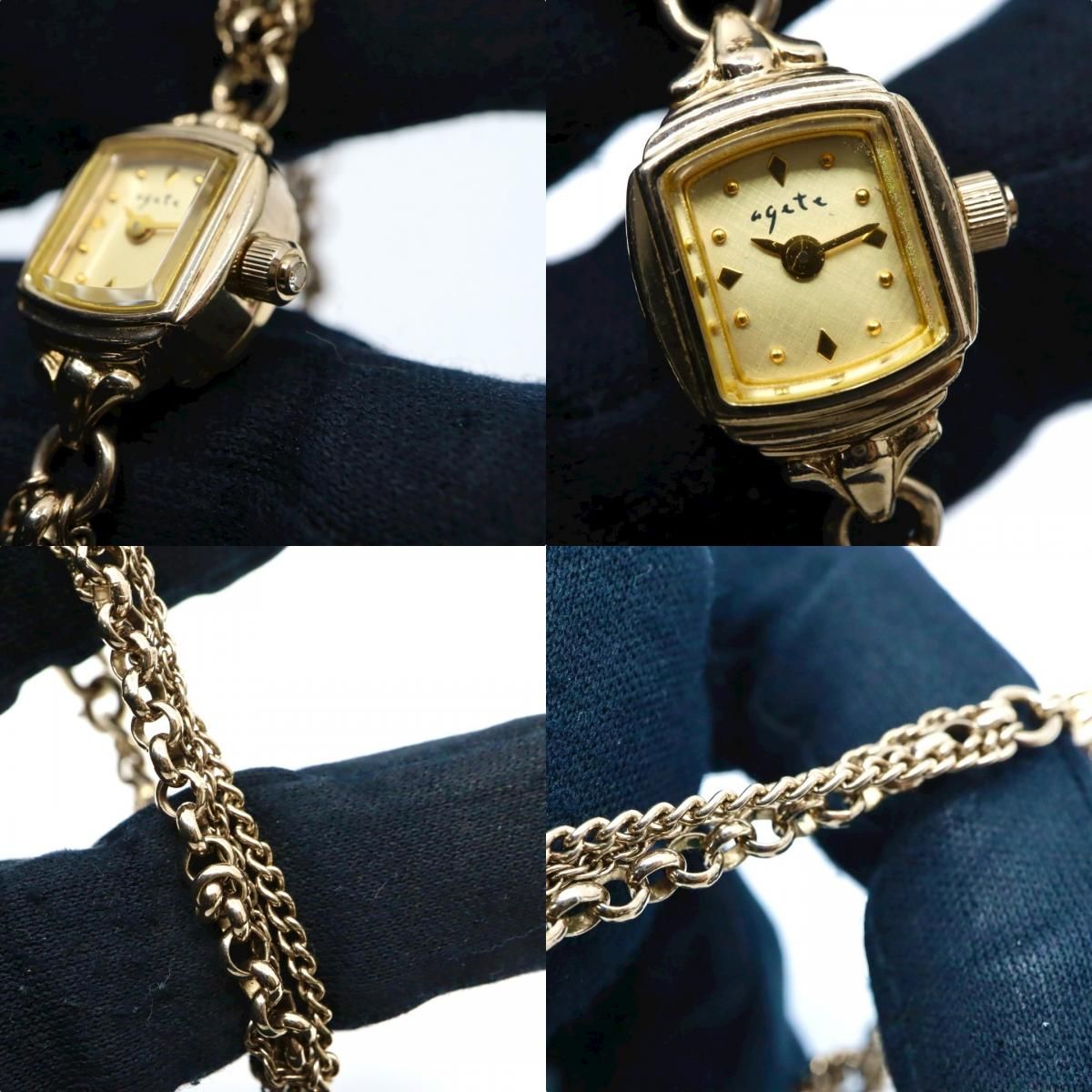 美品/稼働品】アガット agete 腕時計 1306 ダイヤモンド レディース