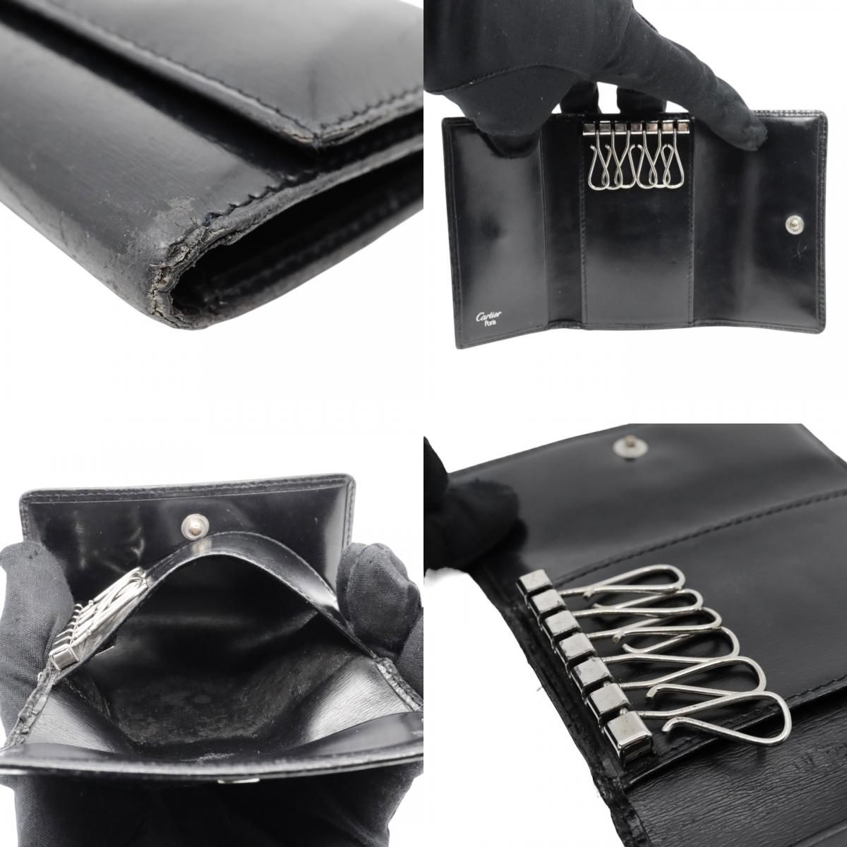希少 未使用級 人気モデル カルティエ マストライン 本革 6連 キーケース 黒 Cartier マストライン レザー 6連 キーケース
