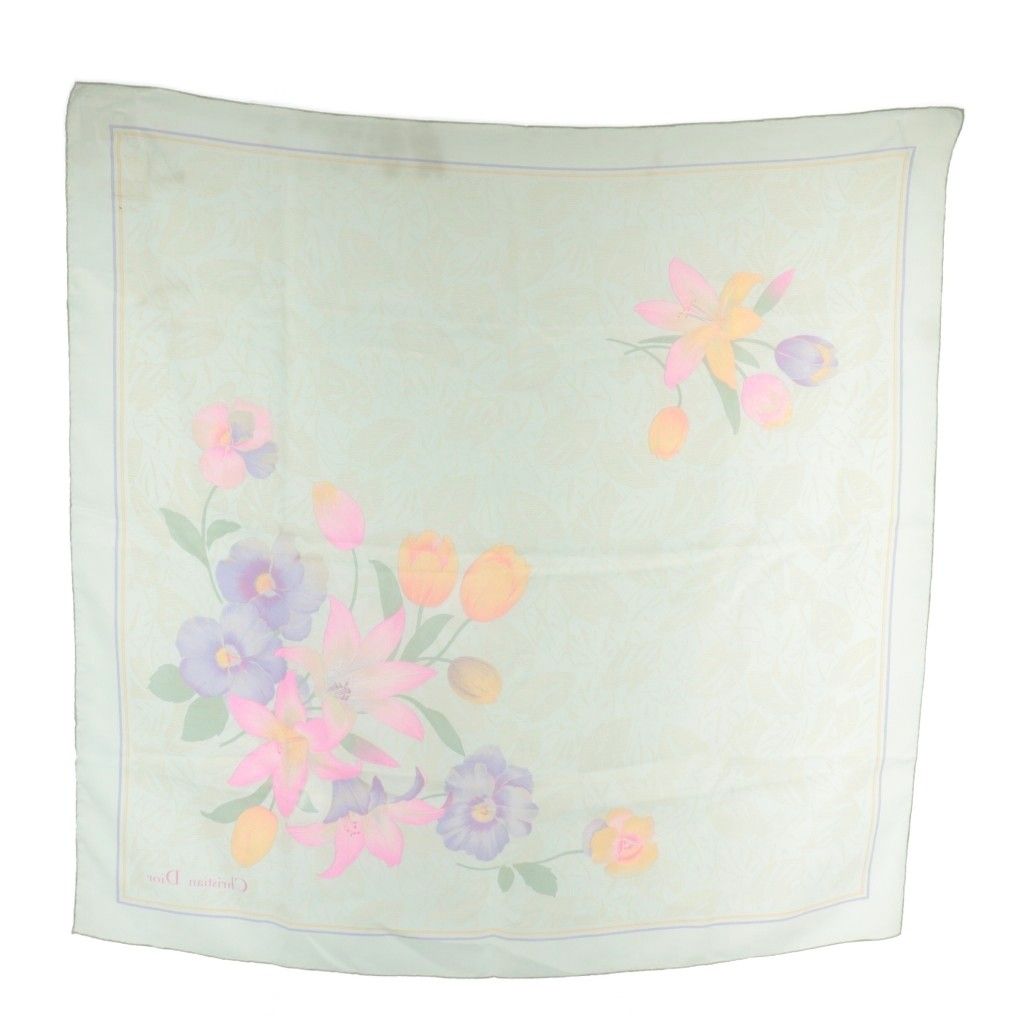 クリスチャンディオール Christian Dior スカーフ 絹 シルク 花柄 総柄