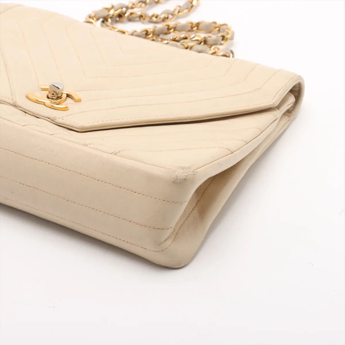 美品 本革 手袋 CHANEL シャネル ラムスキン ベージュ ミニ フラップ バッグ、スエード カーフスキン & ラムスキン、ベージュ