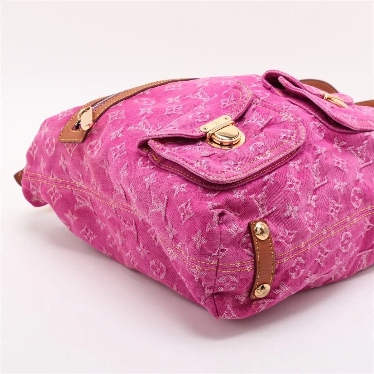 美品 ルイヴィトン モノグラム デニム バギー GM ピンク M95210 レザー