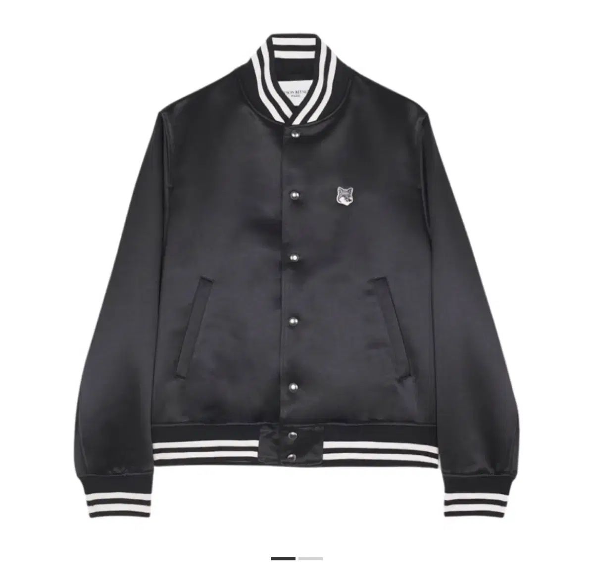 メゾンキツネ　テディジャケット　未使用 メゾンキツネ サテン ナイロン テディ ジャケット ブラック - メルカリ