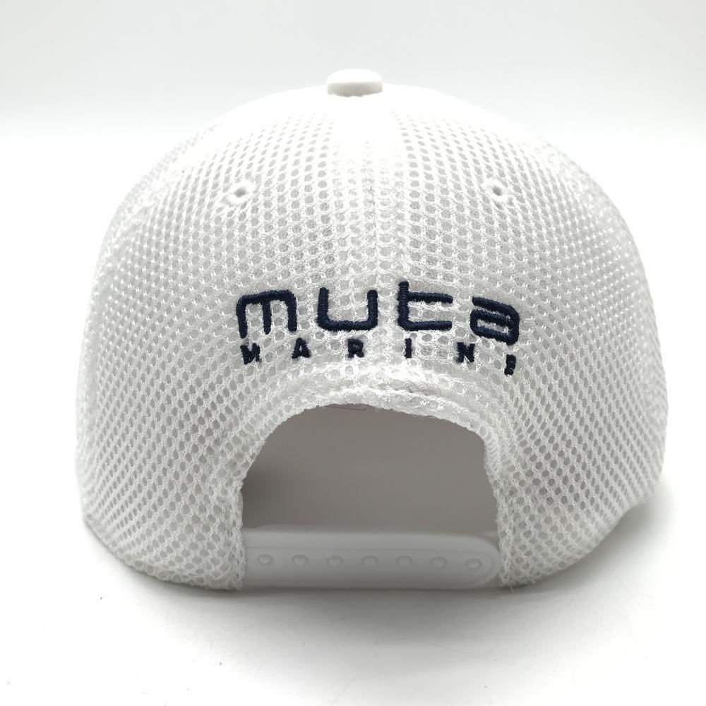 ムータマリン メッシュキャップ 白×アイボリー 立体ロゴ 57～59cm