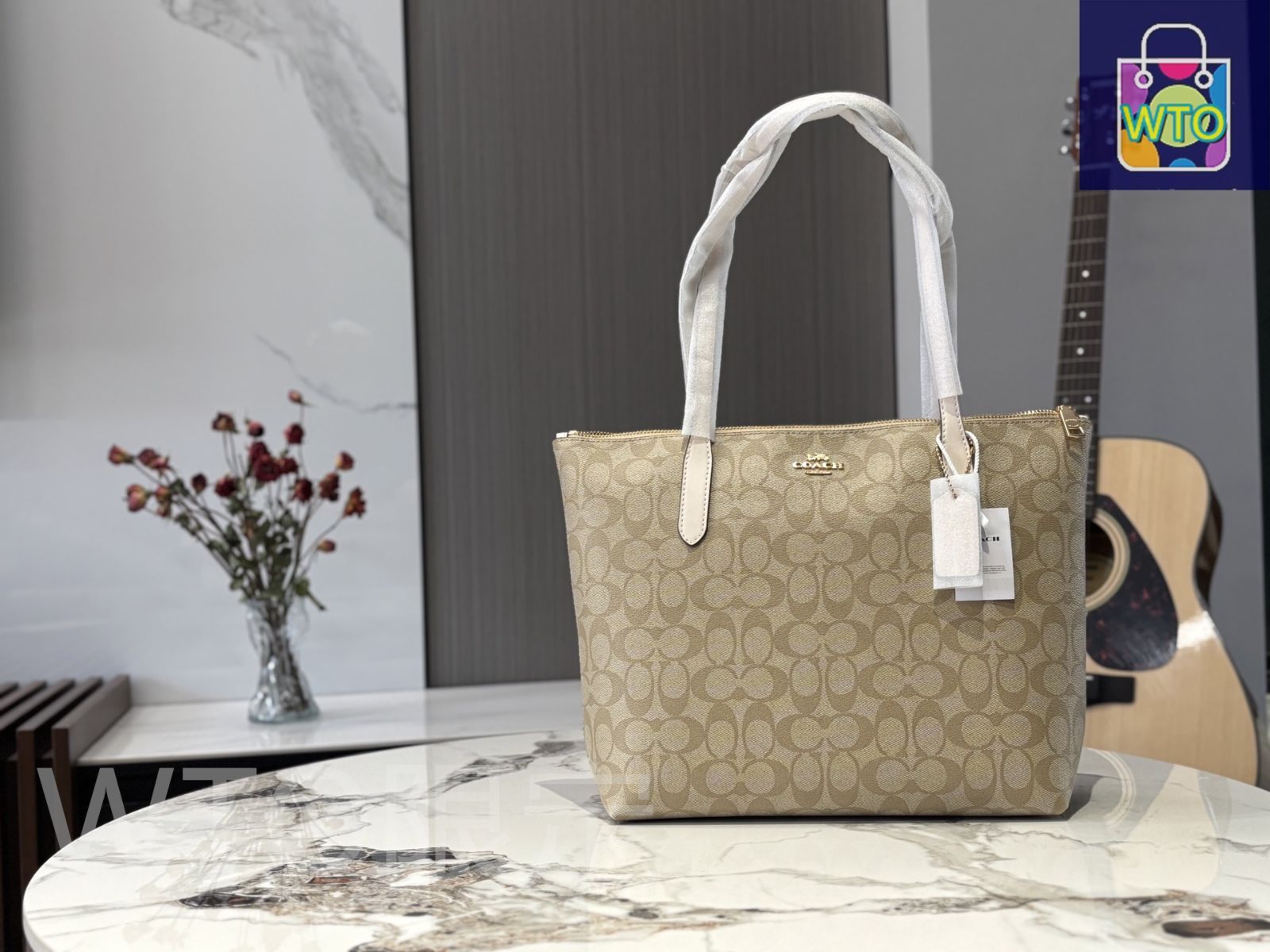 コーチ バッグ トートバッグ COACH フィオナ ハートプリント ジップ