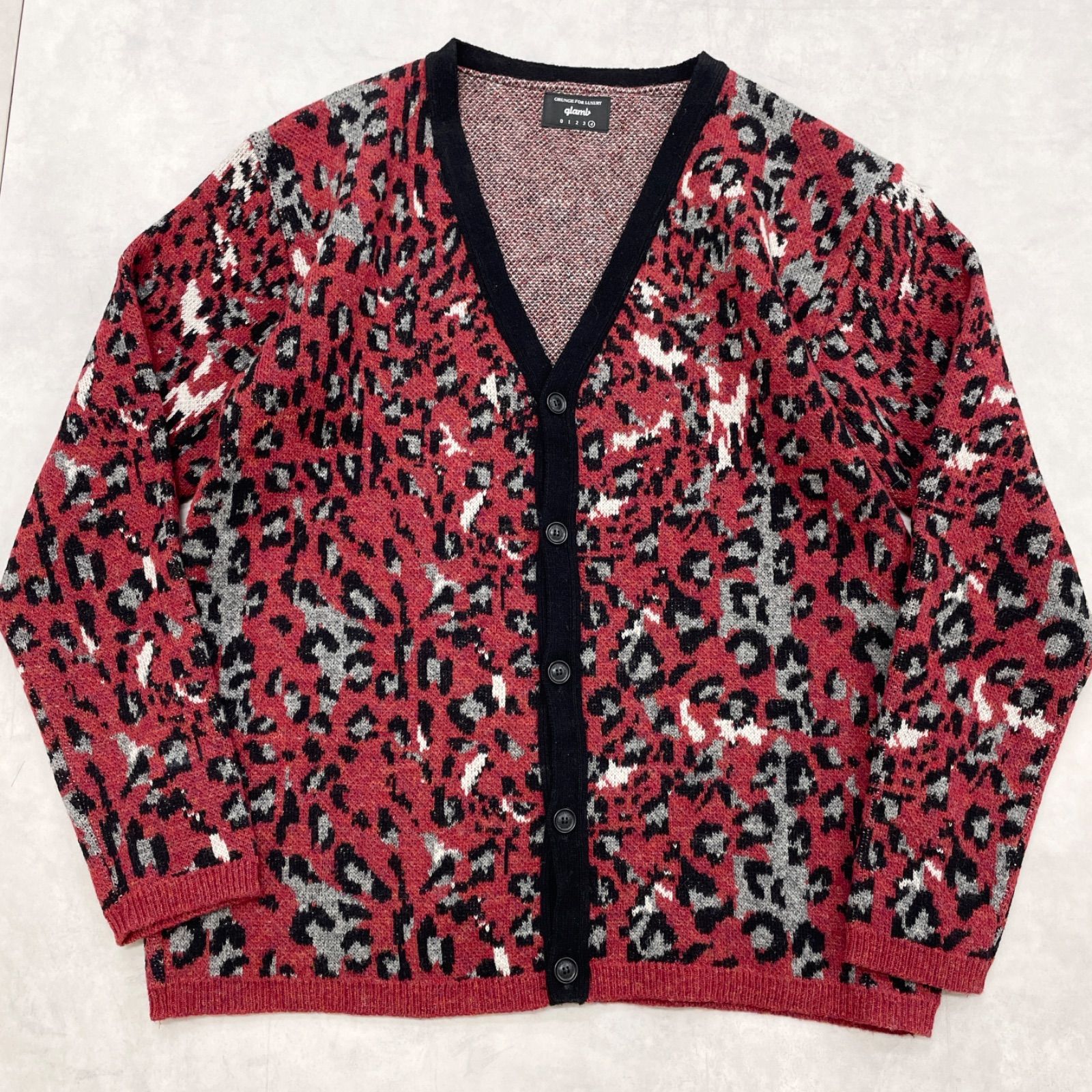 glamb グラム カーディガン ニット レオパード 豹柄 アニマル 総柄 V