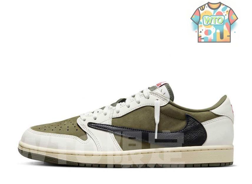 トラヴィススコット ナイキ エアジョーダン1 ロー リバースオリーブ 26cm トラヴィススコット × ナイキ エアジョーダン1 ロー OG SP リバース