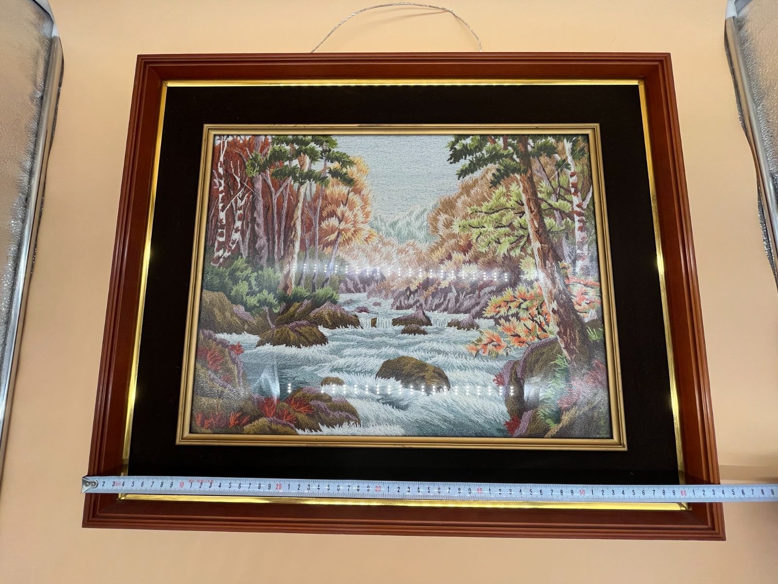 東京トキワ手芸 糸の絵画 松鳩文化刺繍 158.8025 額 刺繍 風景画 額縁