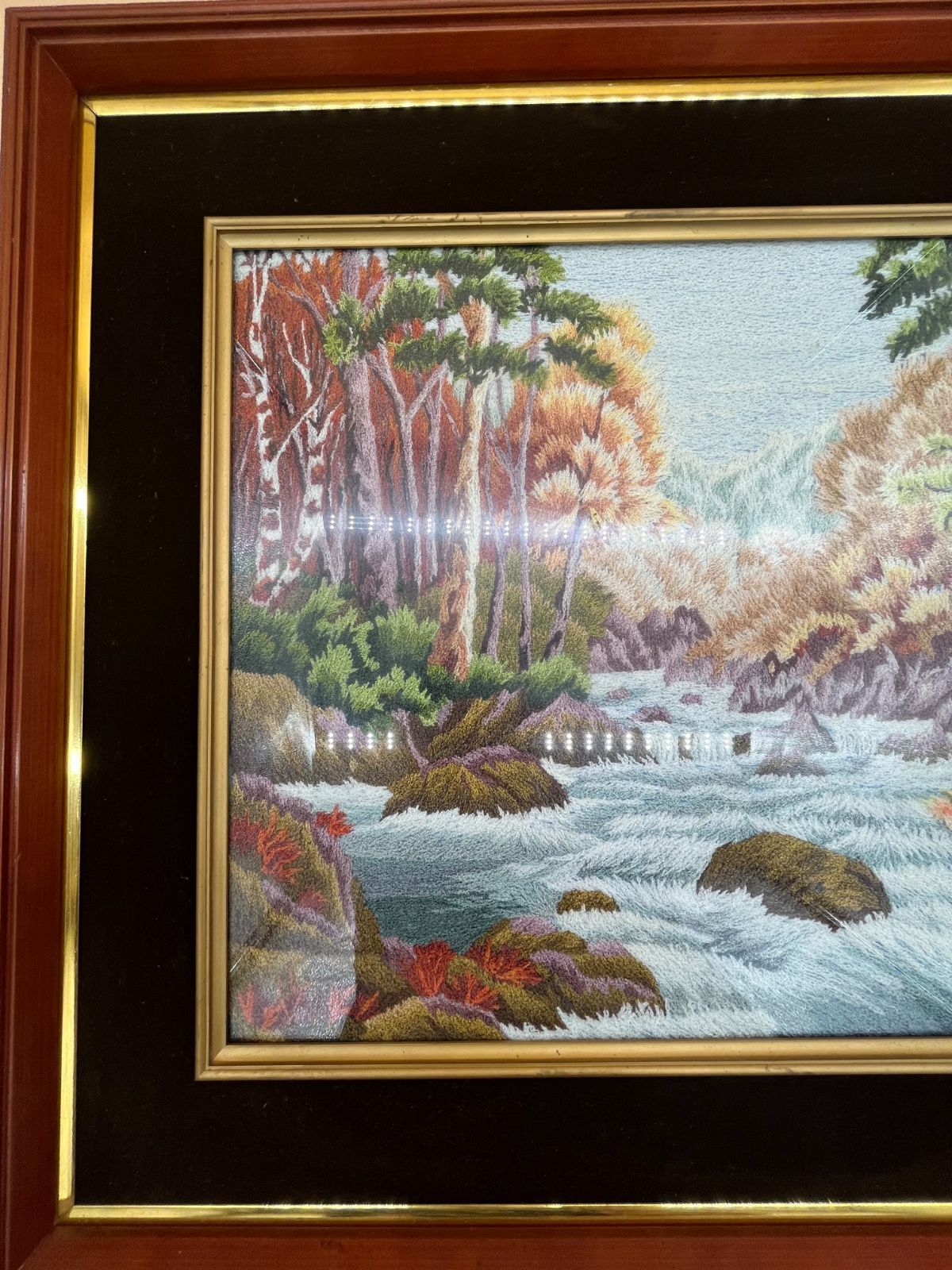 東京トキワ手芸 糸の絵画 松鳩文化刺繍 158.8025 額 刺繍 風景画 額縁