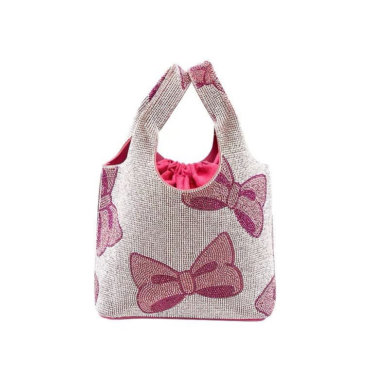 Avance りぼん トートバッグ ラインストーン バケツ型 巾着袋付き レディース