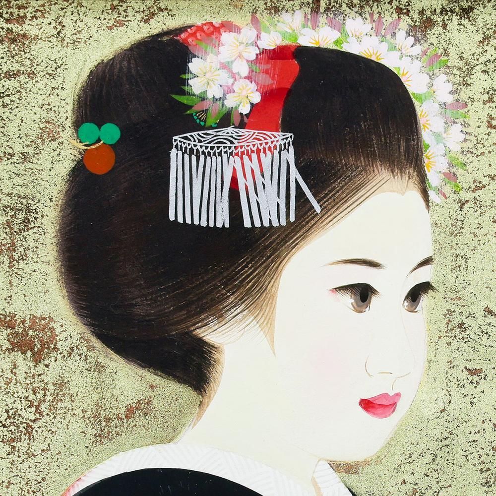 【真作】絵画　清水達三　日本画4号　舞妓　格式高い美人画　代表作　W30 真作】絵画 清水達三 日本画4号 舞妓 格式高い美人画 代表作 W30