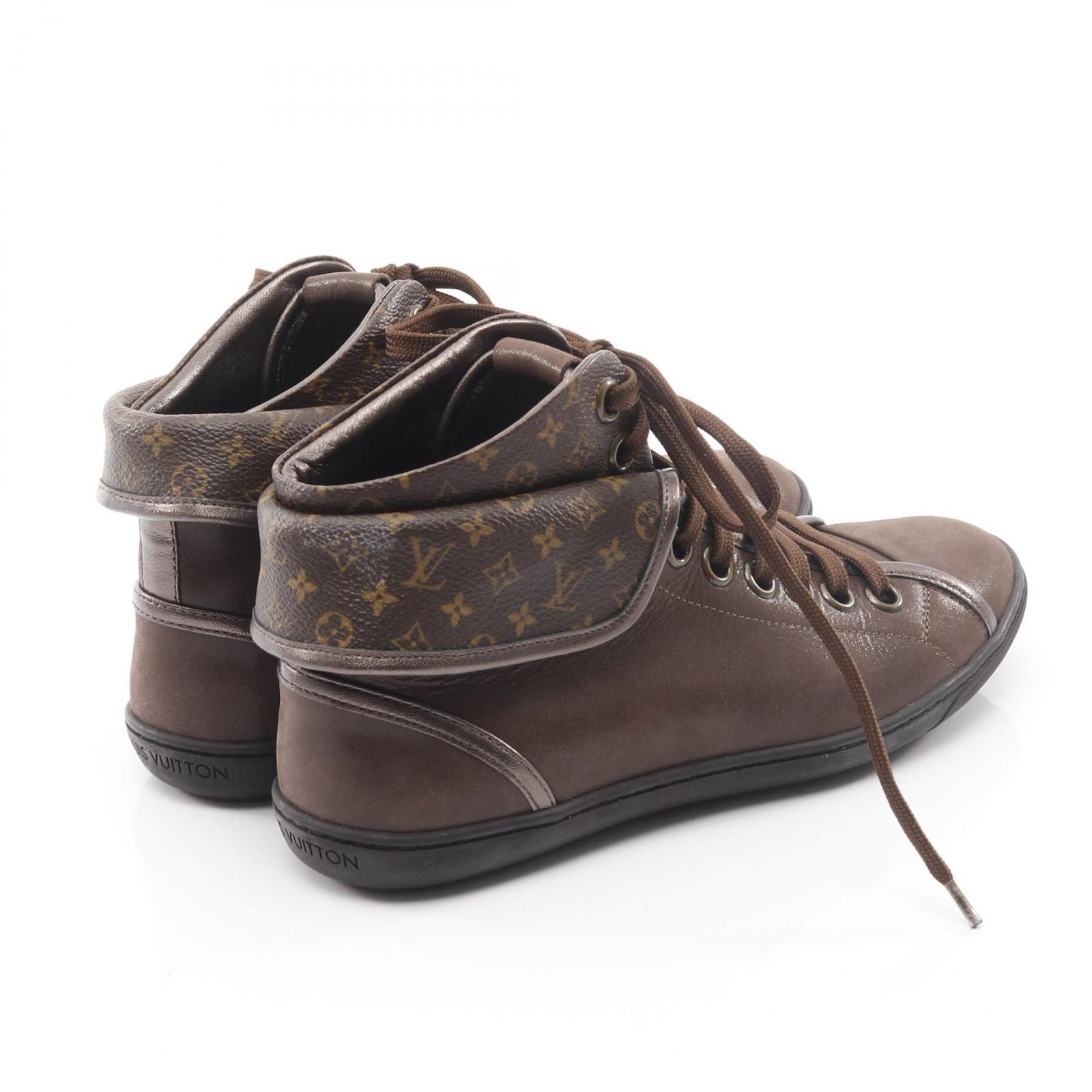 ルイヴィトン　モノグラム　ハイカットスニーカー　ブラウン　37 23.5 レザー ルイヴィトン モノグラム ハイカットスニーカー ブラウン 37 23.5