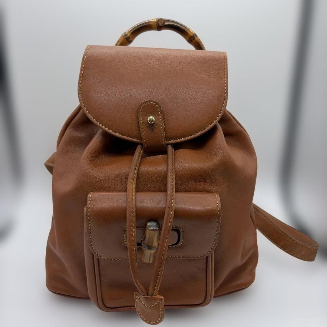 GUCCI グッチ バンブー レザー ミニリュック ブラウン1022-2 - メルカリ