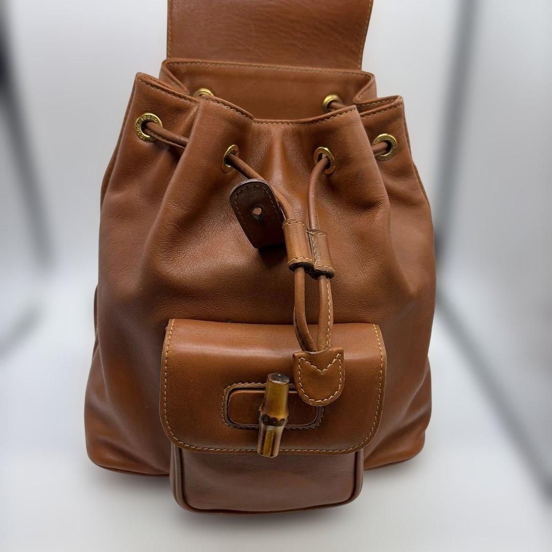GUCCI グッチ バンブー レザー ミニリュック ブラウン 中古・古着通販】GUCCI (グッチ) ミニ バンブー リュック 003・3444