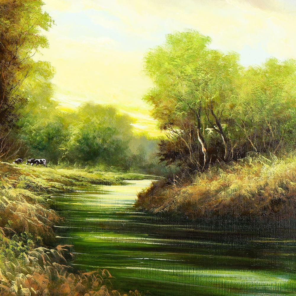 真作】【WISH】大友一美「森の風光」油彩 20号 大作 1991年作 共シール