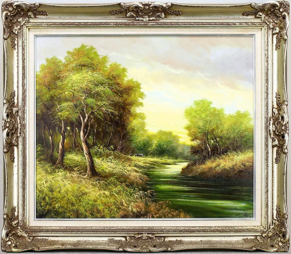 真作】【WISH】大友一美「森の風光」油彩 20号 大作 1991年作 共シール