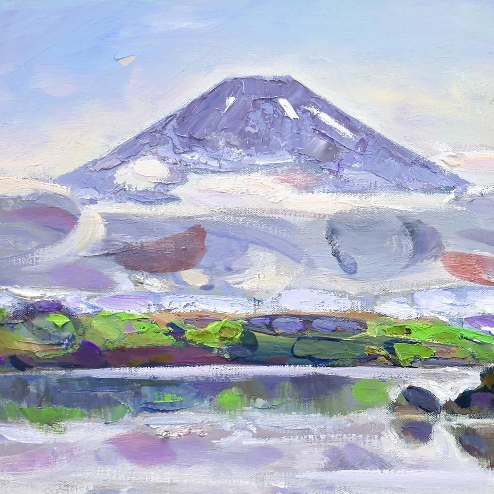 真作】【WISH】菅野矢一 油彩 6号 ◇柔らかな彩りに包まれた、湖畔の