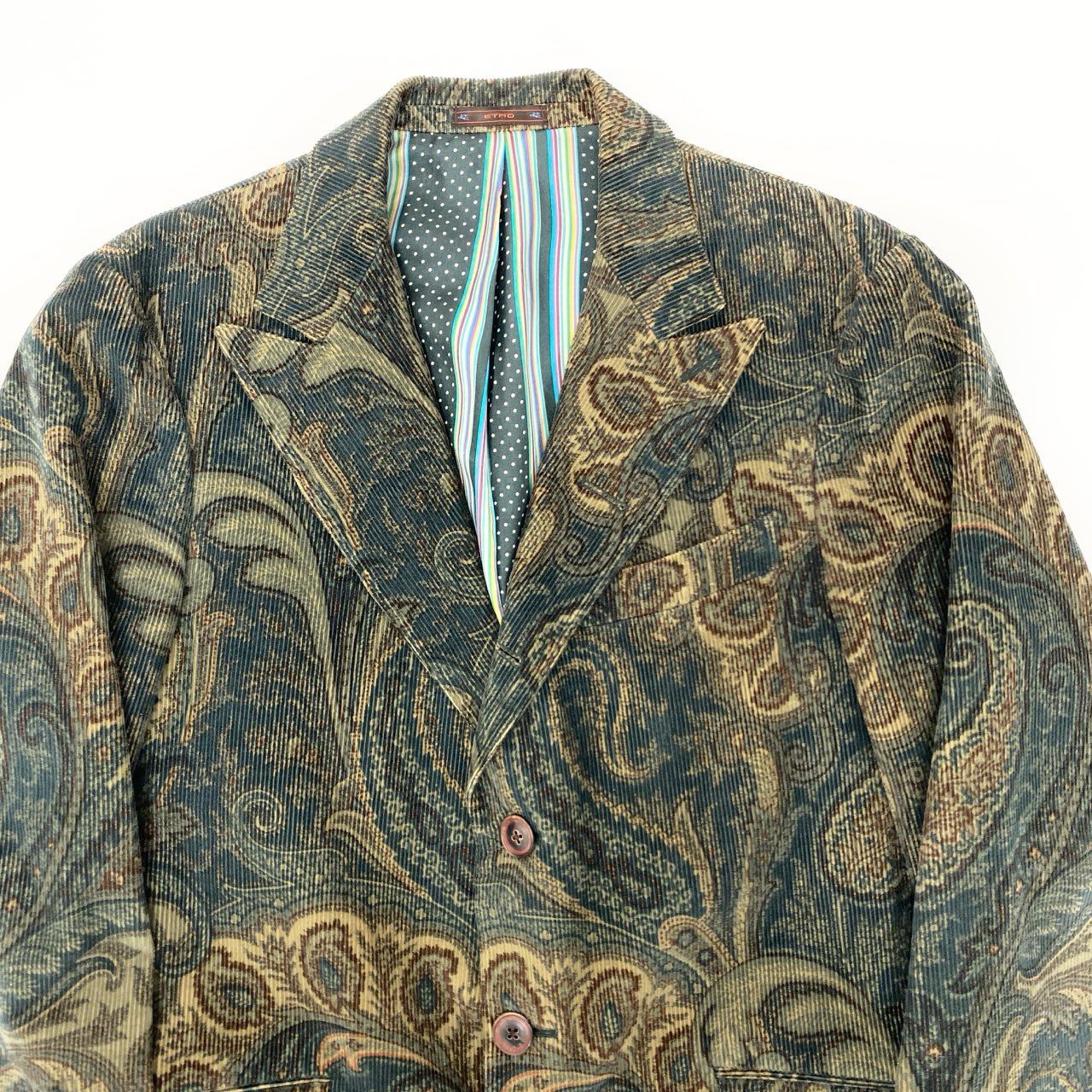 エトロ 総柄 テーラードジャケット 柄物 派手 30K18 ETRO エトロ イタリア製 テーラードジャケット コーデュロイ