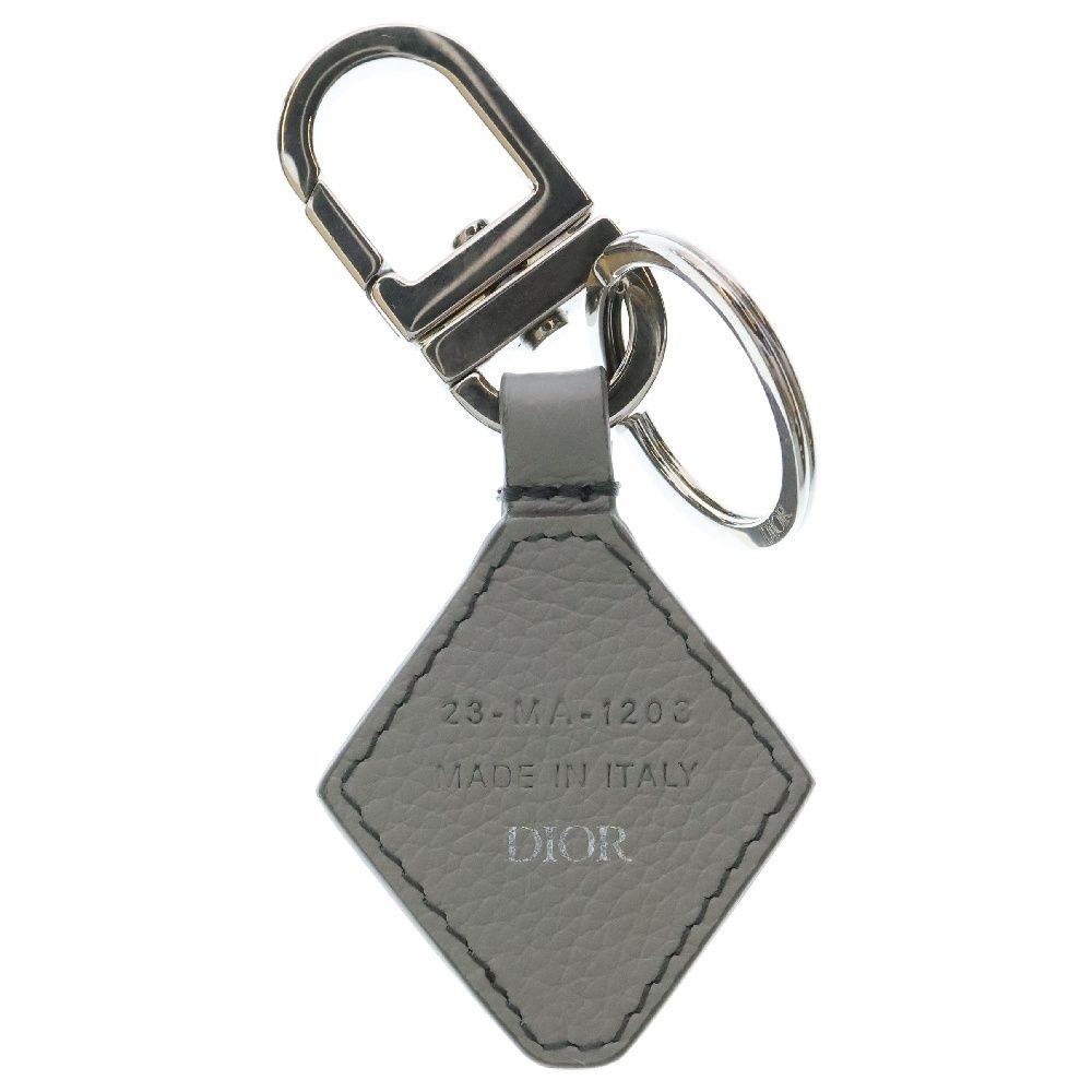 Dior グレー レザー キーホルダー Christian Dior (クリスチャンディオール) チャーム グレー レザー