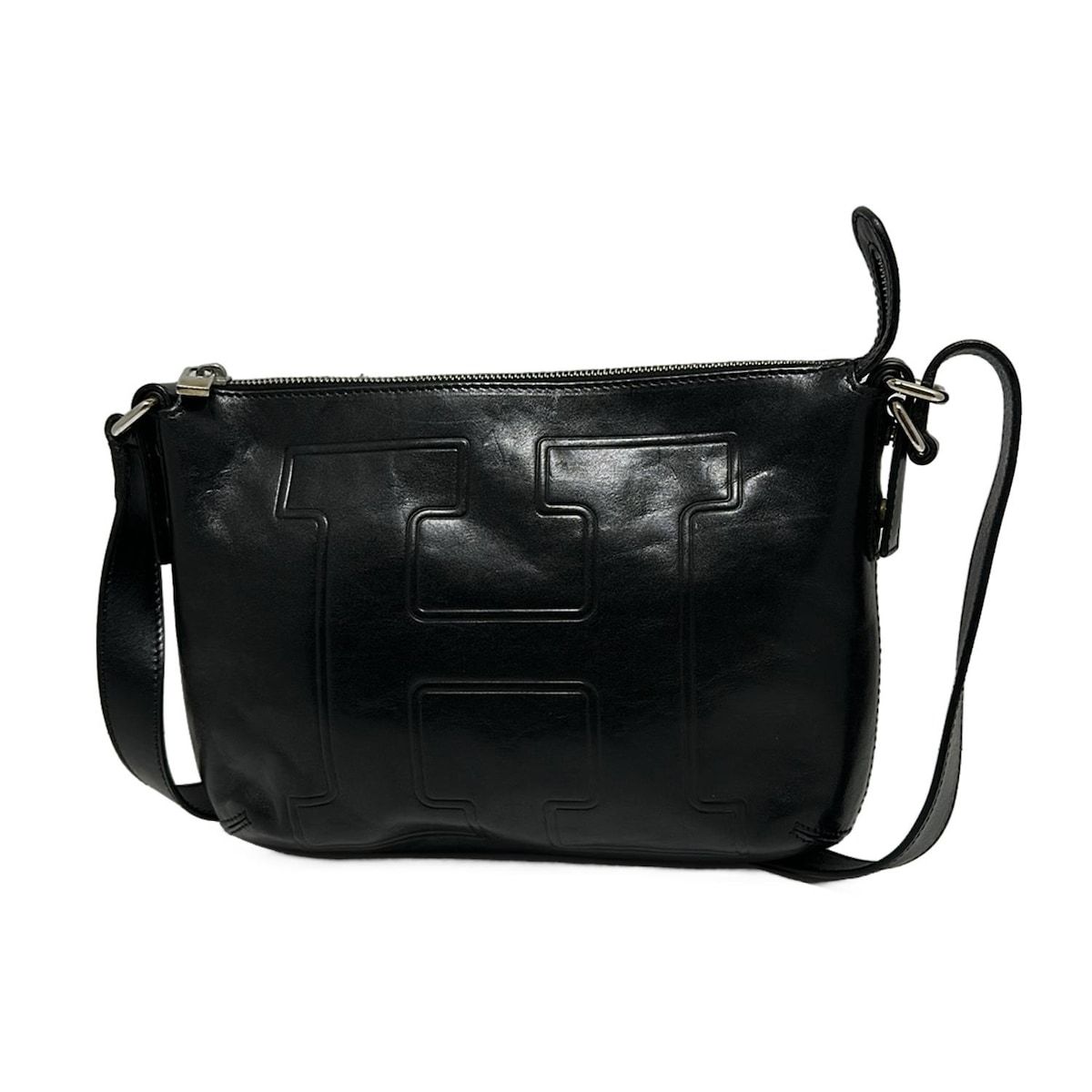 HIROFU(ヒロフ) ショルダーバッグ - 黒 ビッグロゴ レザー - メルカリ