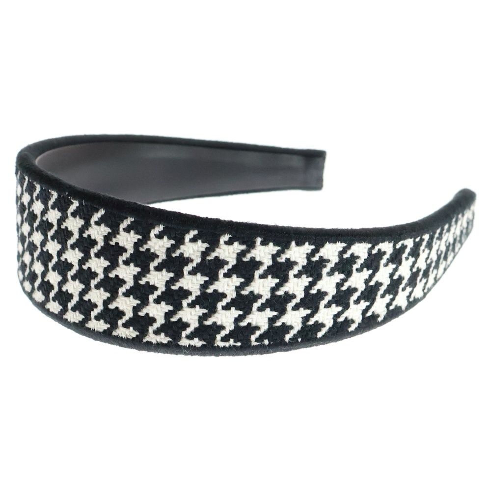 Christian Dior クリスチャンディオール オブリーク カチューシャ ヘアバンド キャンバス レザー ブラック ホワイト レディース