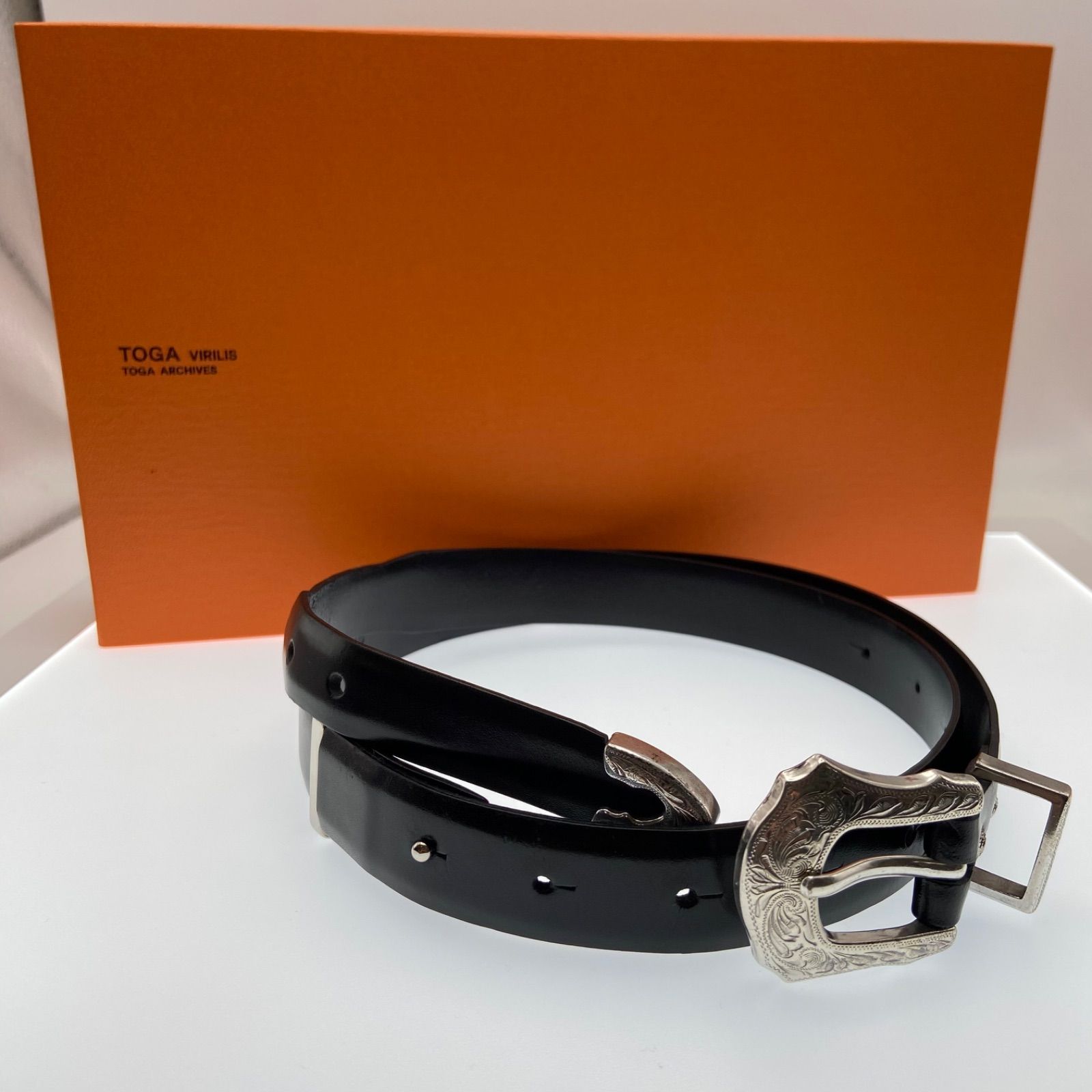 TOGA トーが VIRILIS Metal buckle belt ウェスタン 黒 （ME83-2868