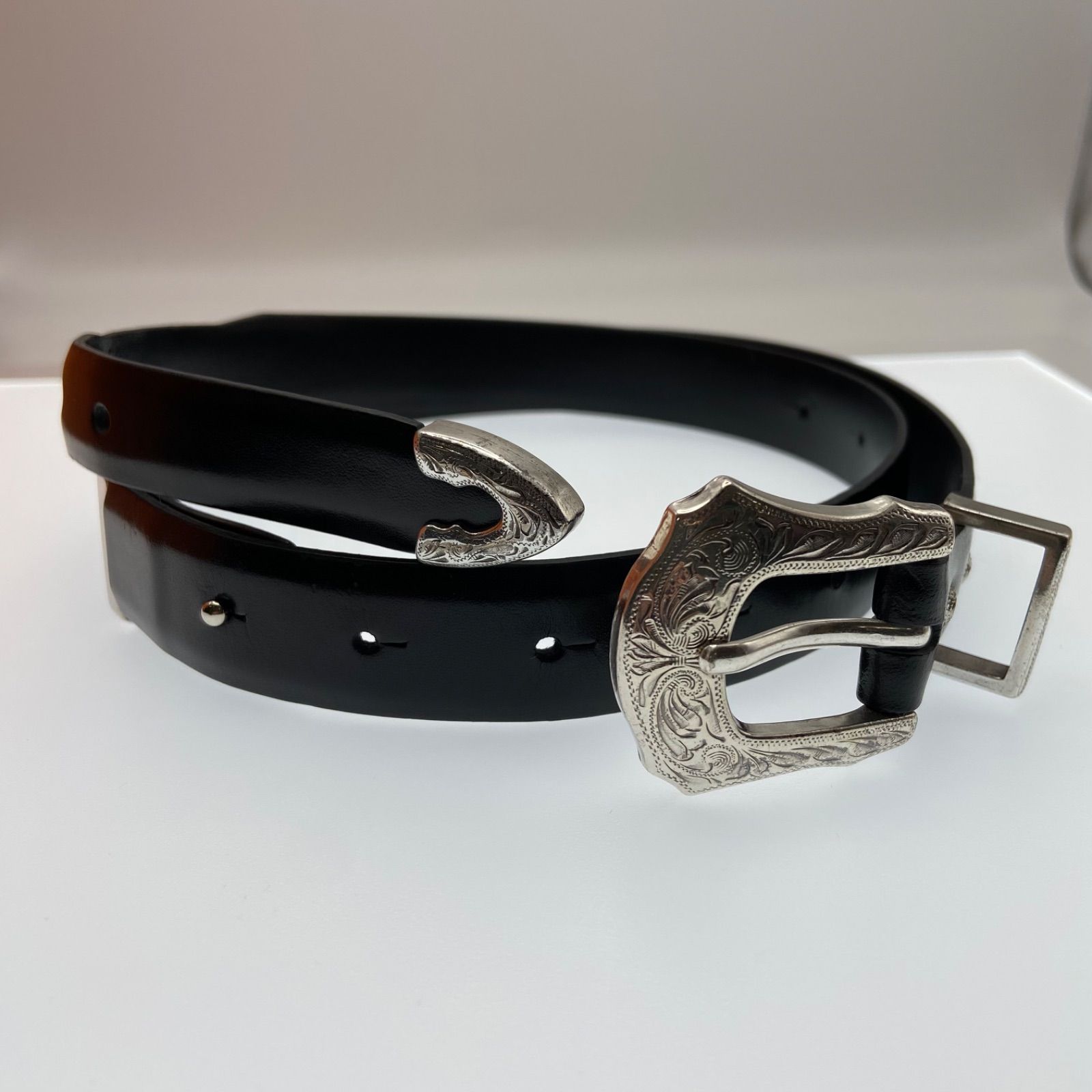 TOGA トーが VIRILIS Metal buckle belt ウェスタン 黒 （ME83-2868