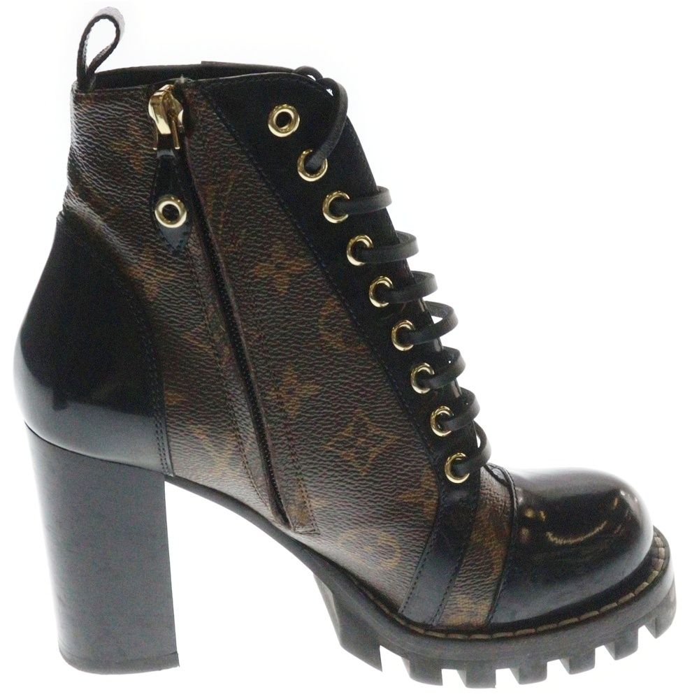 美品✨ルイヴィトン　ブーツ　スタートレイルライン　モノグラム　サイドジップ　37 LOUIS VUITTON (ルイヴィトン) スタートレイルライン モノグラム PVC